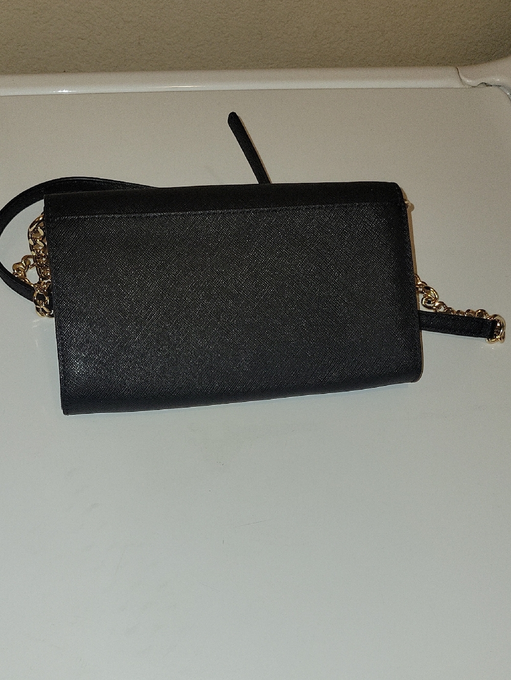 Michael Kors Black Crossbody Wallet with Gold Chain Accent - Picture 6 of 6